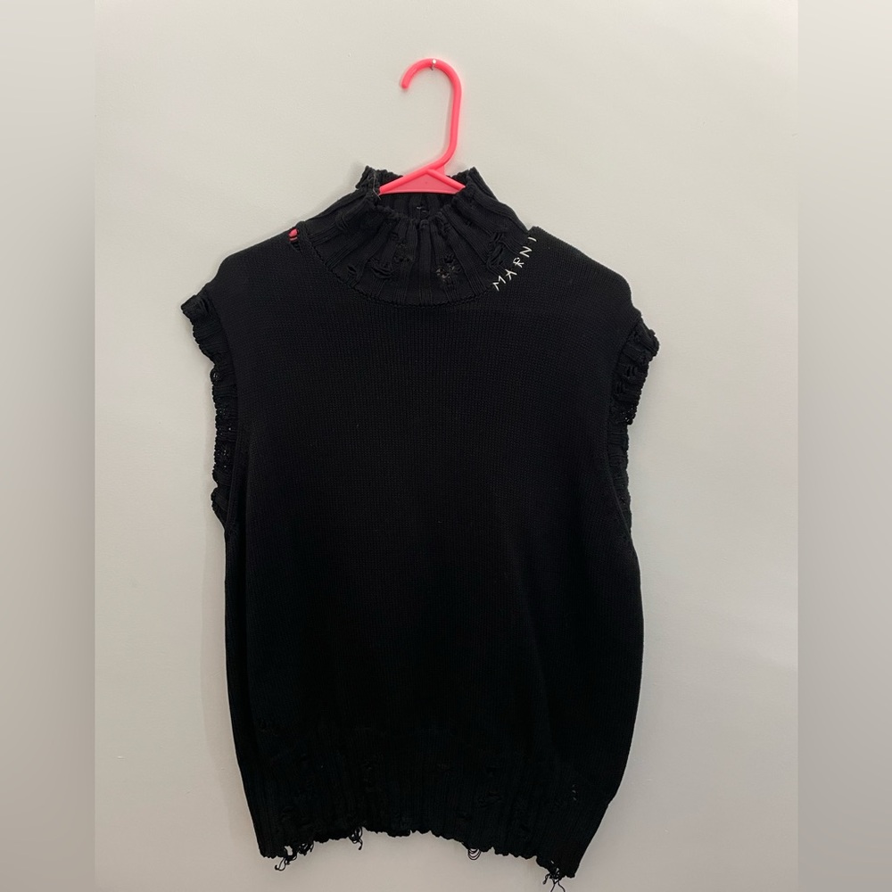 Marni Black Textured Knit Top